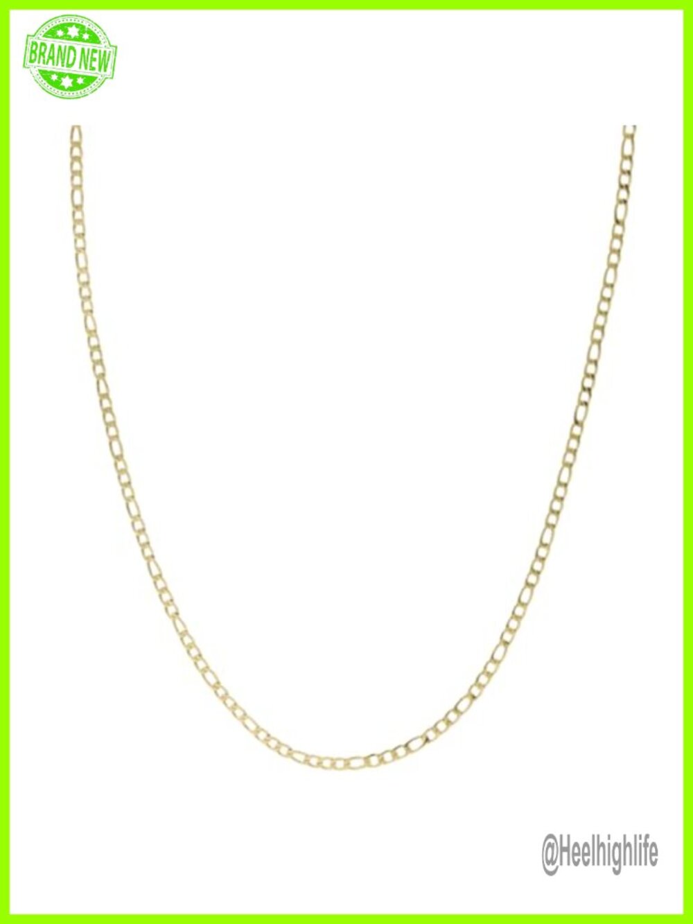 18K Gold Plated Figaro Chain Necklace 22 Inch 4MM
